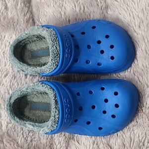 Furry Crocs classic lined clog blue Child size 12/13